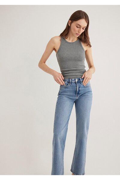 Mavi Halter Yaka Gri Basic Atlet Slim Fit / Dar Kesim 1612462-83096