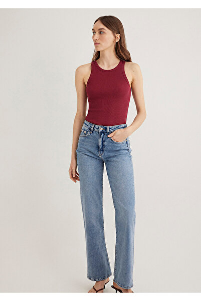 Mavi Halter Yaka Bordo Basic Atlet Slim Fit / Dar Kesim 1612462-70430