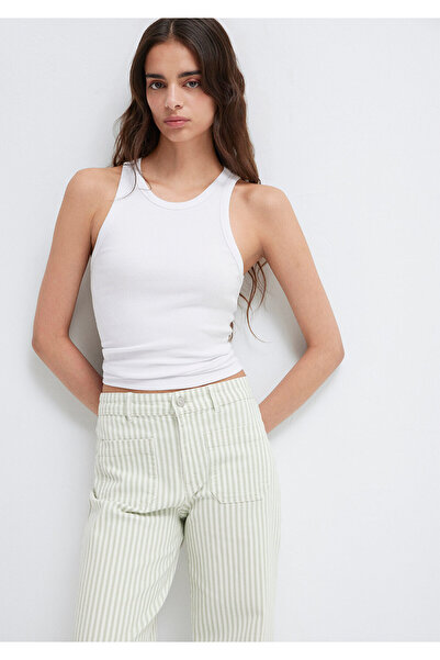 Mavi Halter Yaka Beyaz Basic Atlet Slim Fit / Dar Kesim 1612462-620