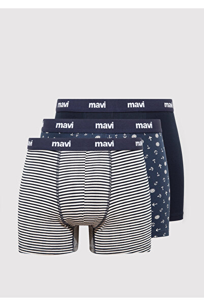 Mavi 3lü Baskılı Lacivert Boxer 0911505-70490