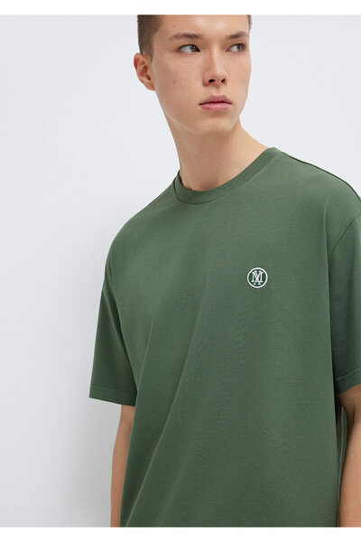 Mavi Grünes T-Shirt mit aufgesticktem Robbenlogo, lockere Passform / lockere,...