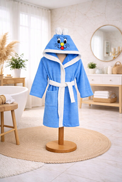 VENTİ VENTİSCA Tinybear Cotton Hooded Children's Bathrobe