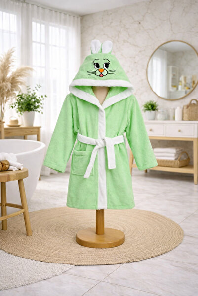VENTİ VENTİSCA Tinybear Cotton Hooded Children's Bathrobe