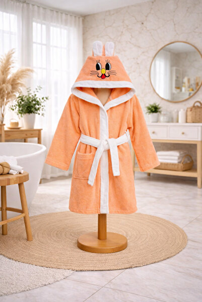 VENTİ VENTİSCA Tinybear Cotton Hooded Children's Bathrobe