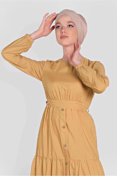Alvina فستان بأزرار وحزام 4460