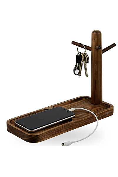 Vivaryon Vivaryon walnut wood holder and organizer for keys, phone, jewelry a...