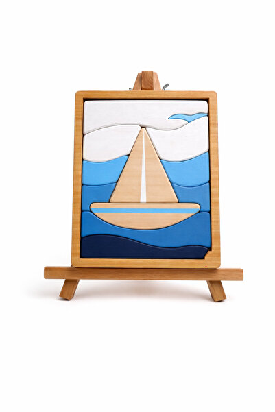 Madwoodtoys Doğal Ahşap Yelkenli Puzzle Oyuncak