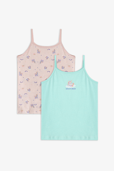 Penti Mint Green Girls' Unicorn Dream Cotton 2-Piece Undershirt