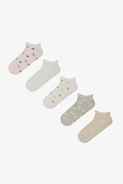 Penti 5 Pairs of Cotton Colorful Heart Patterned Booties Socks