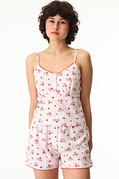 Penti Set de pijamale roz Lic My Melody, bumbac piese, cu pantaloni scurți