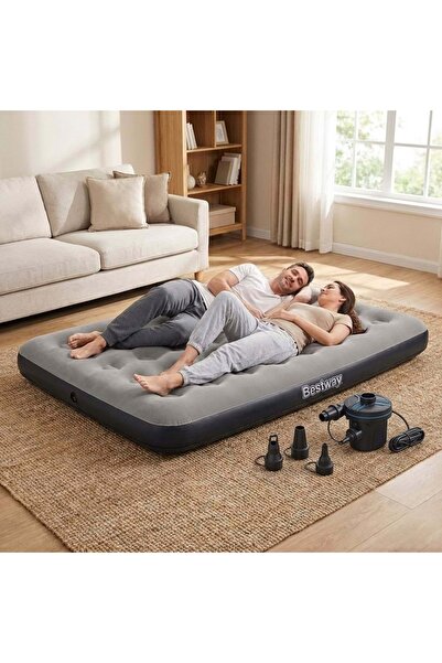 BESTWAY Ultra Queen 2 Kişilik Şişme Yatak + Elektrikli Pompa 191x137x22cm 671...