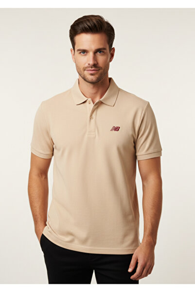 New Balance MNT3415 Μπεζ ανδρικό μπλουζάκι με γιακά πόλο