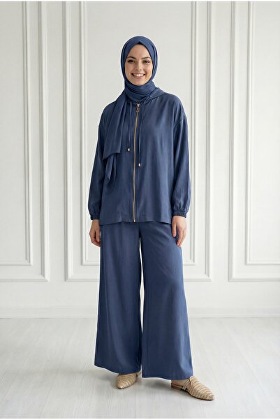 BENAHOLL Σετ με κουκούλα και φερμουάρ Sümbül με φαρδιά παντελόνια - EU2872 Σκ...