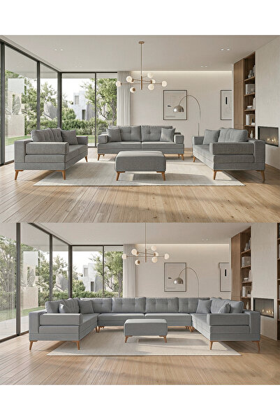 Velura Home & Living Zeri 3+3+3 Yataklı Puzzle Modüler U Köşe Koltuk Takımı &...