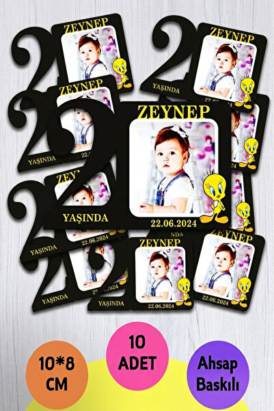 wonderlike Bebek Çocuk Doğum Günü Resimli Ahşap Magnet 10 Adet