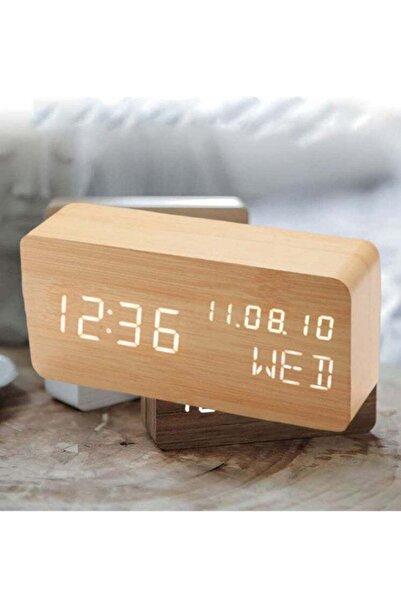 Arabest Wood Digital Alarm Clock with LED Display, Temperature, Date