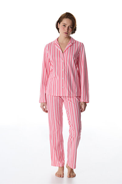 Penti Pembe Sleeper Club Pamuklu Gömlek Pantolon Pijama Takımı