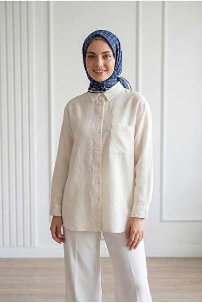 MİHRA STORE Πουκάμισο μουσελίνας μεγάλου μεγέθους με μία τσέπη Sevina-NA854 Ε...