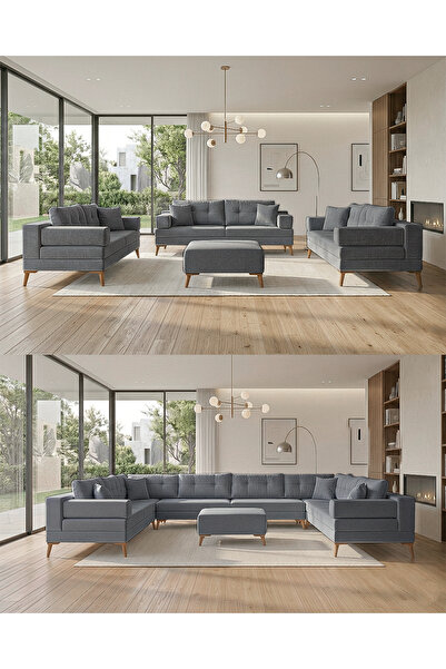 Velura Home & Living Zeri 3+3+3 Yataklı Puzzle Modüler U Köşe Koltuk Takımı &...