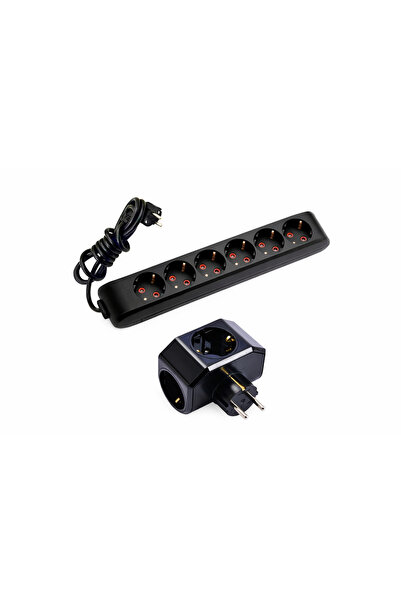VİKO Siyah Set Multi-let 6'lı Topraklı Çocuk Korumalı Grup Priz-3 Metre + 3'l...