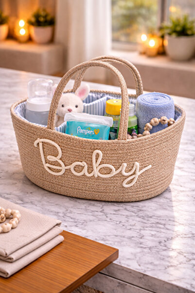 Generic سلة بيبي أنيقة لتنظيم مثالي – كل احتياجات طفلك بلمسة راقية مقاس 40سم ...
