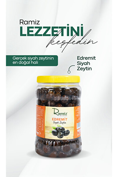 Ramiz Edremit Tipi İri Boy Az Tuzlu Akhisar Siyah Yuvarlama Zeytin 1 KG.