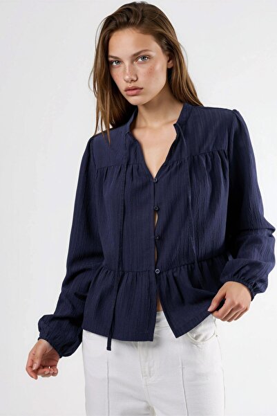 Hiccup Long Sleeve Ruffled Collar Blouse