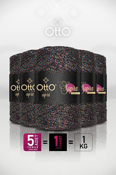 Otto خيط مكرامية فاخر متعدد الألوان - عبوة من 5 قطع - 3 مم/200 جرام/260 متر -...