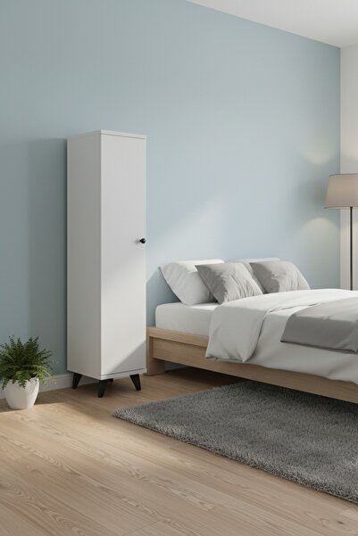 Dienni Simple Çok Amaçlı Dolap 4 Raflı Tek Kapaklı 30x30x144 BEYAZ