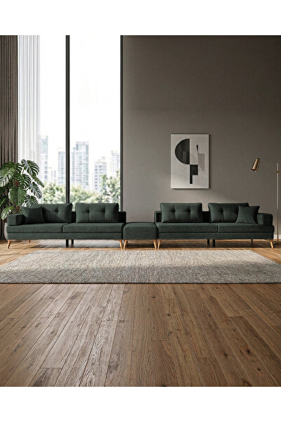 Velura Home & Living Zeri Lobi Koltuğu & Şark Köşesi - Koyu Yeşil 125