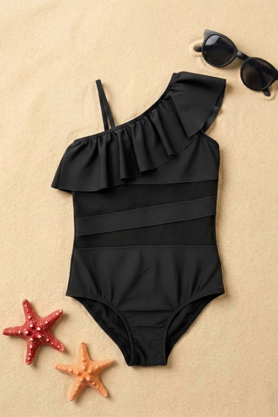 Minipodyum Κοριτσίστικο μαγιό με λεπτομέρεια βολάν