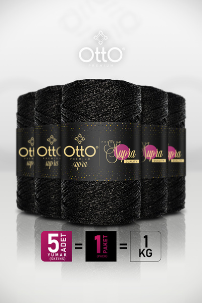 Otto Premium Simli Supra - Μαύρο - Μαύρο Γκλίτερ - Πακέτο 5 τεμαχίων - 3mm/20...