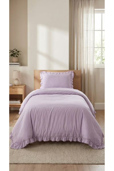 kesenegore Σετ 3 τεμαχίων από βαμβακερό ύφασμα με ελαστικά σεντόνια και βολάν...