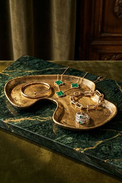 Evene Takı Organizer Makyaj Düzenleyici Kozmetik Organizer Dekoratif Tabak Al...