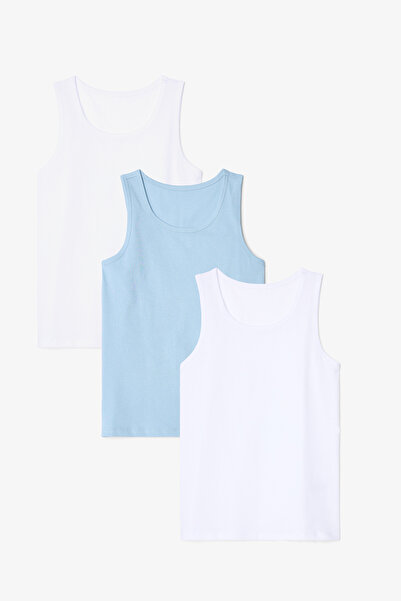 Penti Multi-Colored Boys' Cotton Basic Thick Strap 3-Piece Undershirt