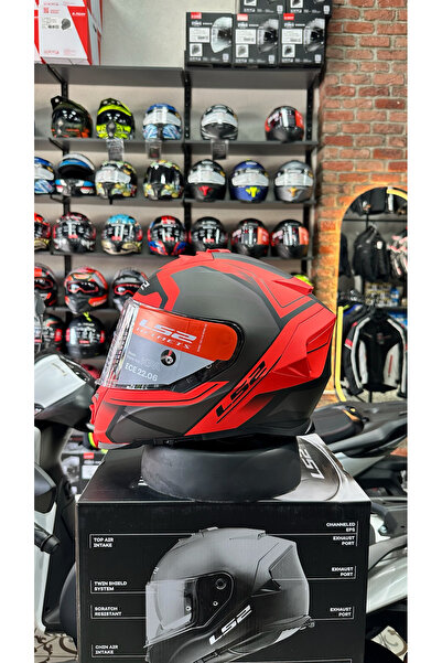 LS2 STORM 2 FASTER MAT KIRMIZI-TITANIUM KASK