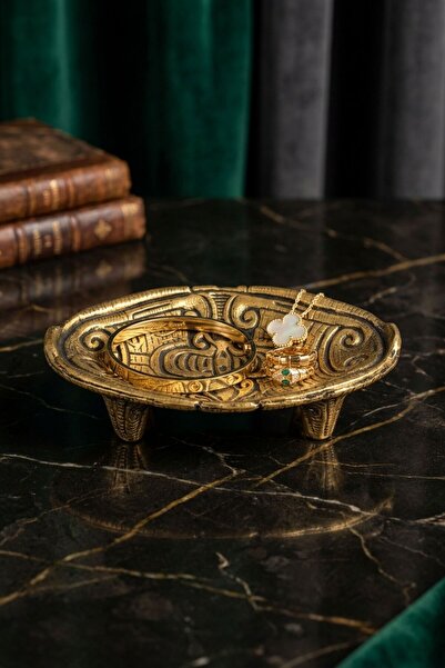 Evene Dekoratif Kase Altın Eskitme Renk Takı Kutusu Yüzük Kolye Kutusu Mum Ta...