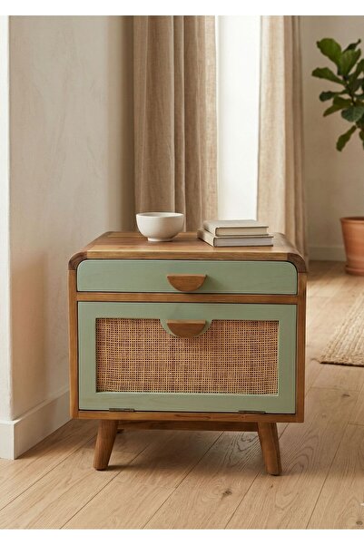 Lessio Home Jawa Masif Ahşap Teak(Tik) Hazeranlı Komodin Modern El İşçiliği B...