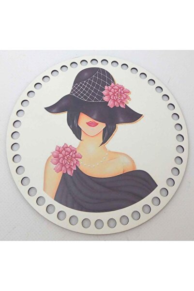 angel çanta aksesuar Placa ilustrata din lemn cu diametrul de 17 cm