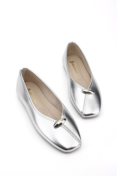 GÖNDERİ(R) Women's Silver Flat Sole Ballerinas