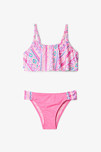 Penti Kız Çocuk Etnik Desenli Fırfırlı Texas Halter Bikini Takımı