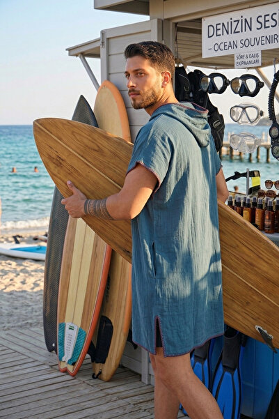 Miespiga Πετσέτα παραλίας Poncho για ενήλικες Unisex Muslin Hooded