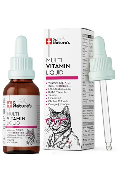 Dr. Nature's Kedi Multivitamin Likit 50 ml – Taurin ve Omega-3 İçeren Günlük ...