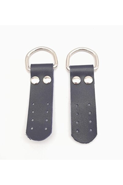 angel çanta aksesuar Navy Blue Faux Leather Handle - Μονή στρώση, Ασημί μεταλ...