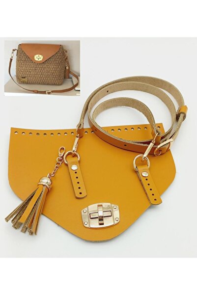 angel çanta aksesuar Σετ τσάντας από γνήσιο δέρμα με φούντες μουσταρδί χρυσό ...