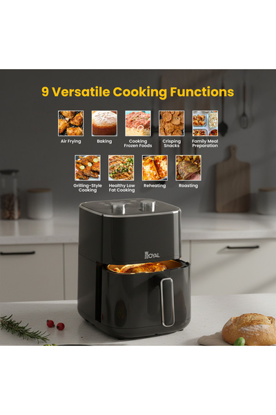 Royal Appliances مقلاة هوائية يدوية، درجة حرارة 80-200 درجة مئوية، مع نوافذ مرئية، دوران سريع للهواء الساخن 4.7