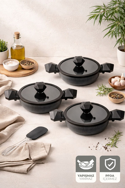 Kitchen Life Gigilli Gal 6 Parça Diamond Sahan Seti Siyah