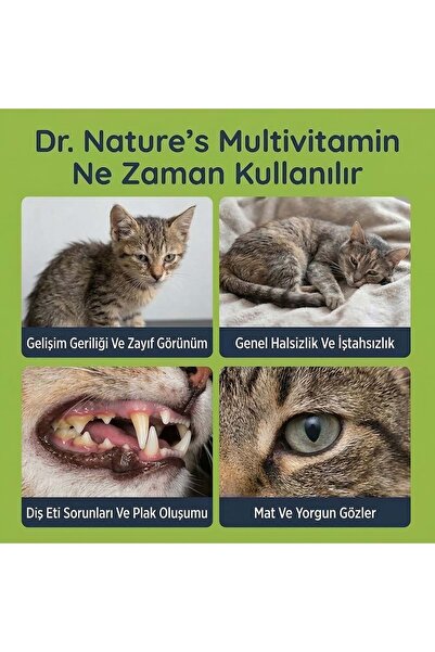 Dr. Nature's Kedi Multivitamin Likit 50 ml – Taurin ve Omega-3 İçeren Günlük Vitamin Desteği
