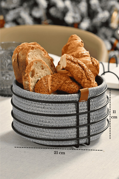 Edora Home سلة خبز دائرية أنيقة - محبوكة باللون الأزرق، معدنية مقاومة للصدأ، ...