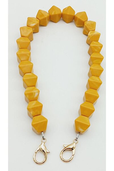 angel çanta aksesuar Ακρυλική Οκτάγωνη Χάντρες Μουσταρδί Χρώμα 50 εκ. Λαβή τσ...